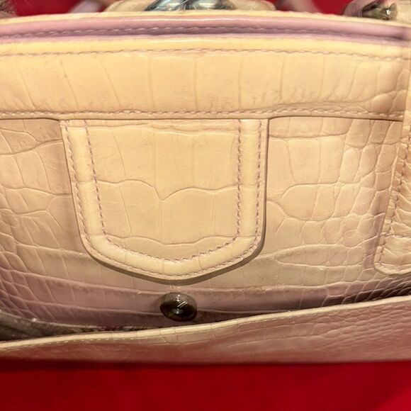 Brighton Heart Charm Beige and Pink Crocodile-Embossed Handbag - Picture 7 of 13